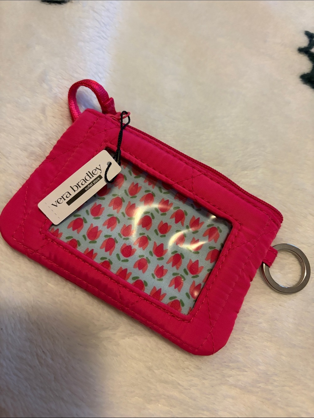 Vera Bradley Zip ID case in peacock pink
